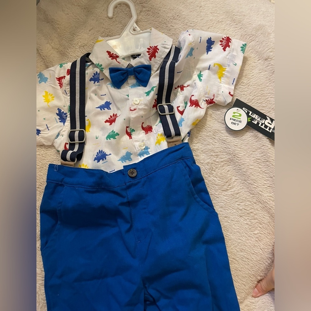 NWT Little Boy’s Dinosaur Patterned Dress Shirt and Pants Outfit